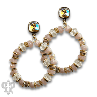 Beaded circle earring with Austrian crystal - Boutique Bella BellaEarrings