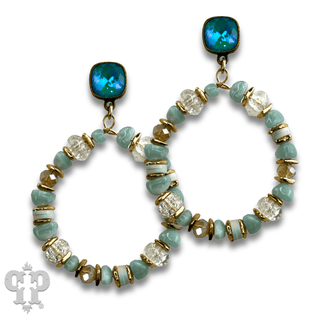 Beaded circle earring with Austrian crystal - Boutique Bella BellaEarrings