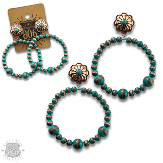 Beaded circle on concho post earring - LC - Boutique Bella BellaEarrings
