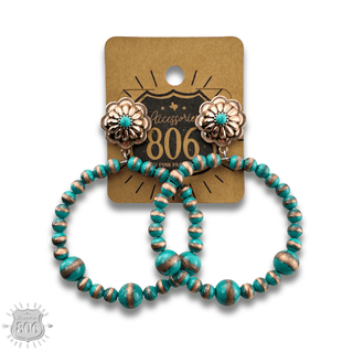 Beaded circle on concho post earring - LC - Boutique Bella BellaEarrings