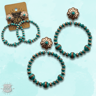 Beaded circle on concho post earring - LC - Boutique Bella BellaEarrings