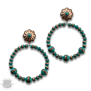 Beaded circle on concho post earring - LC - Boutique Bella BellaEarrings