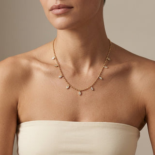 Beaded CZ Marquise Necklace - Boutique Bella BellaNecklace