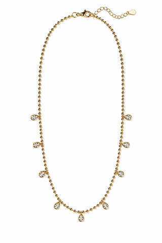 Beaded CZ Teardrop Necklace - Boutique Bella Bella