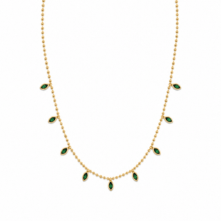 Beaded Emerald Marquise Necklace - Boutique Bella BellaNecklace
