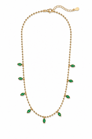 Beaded Emerald Marquise Necklace - Boutique Bella BellaNecklace