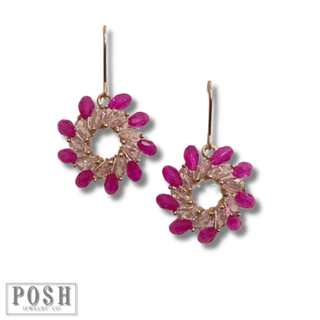 Beaded flower on french wire earring - LC - Boutique Bella BellaEarrings