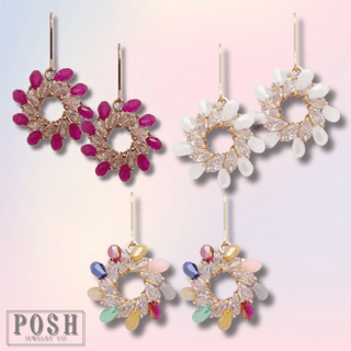 Beaded flower on french wire earring - LC - Boutique Bella BellaEarrings