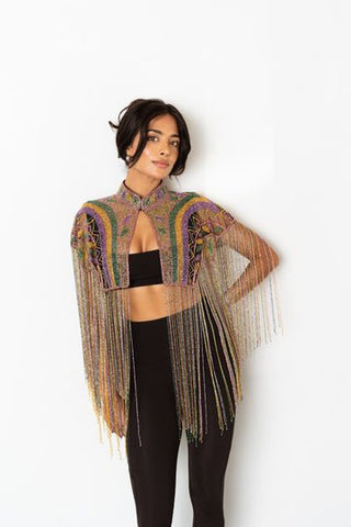 Beaded Fringe Capelet - Boutique Bella Bellacape