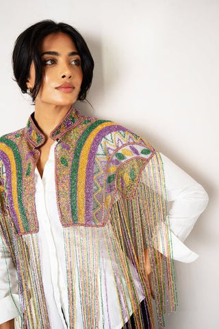 Beaded Fringe Capelet - Boutique Bella Bellacape