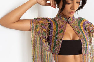Beaded Fringe Capelet - Boutique Bella Bellacape