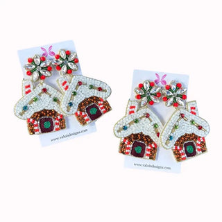 Beaded Gingerbread House Earrings - Boutique Bella BellaChristmas Earrings