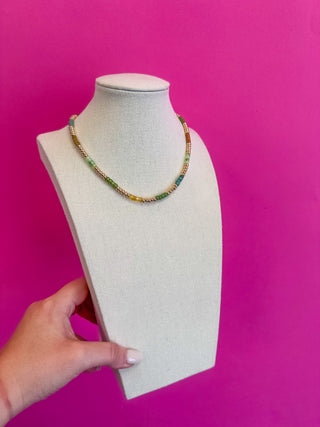 Beaded Mix Bead Necklace - Green - Boutique Bella BellaNecklaces