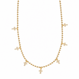 Beaded Pave Cross Necklace - Boutique Bella BellaNecklace