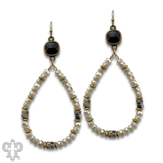 Beaded teardrop and Austrian crystal dangle earring - LC - Boutique Bella BellaEarrings
