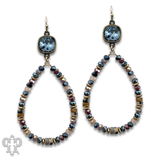 Beaded teardrop and Austrian crystal dangle earring - LC - Boutique Bella BellaEarrings
