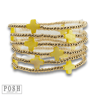 Beads and cross bead stack bracelet - Boutique Bella BellaBracelets