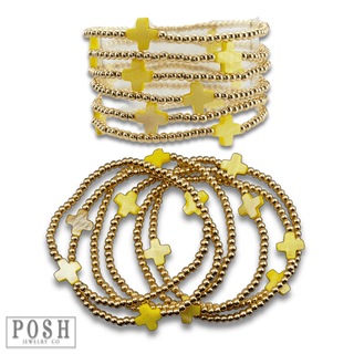 Beads and cross bead stack bracelet - Boutique Bella BellaBracelets