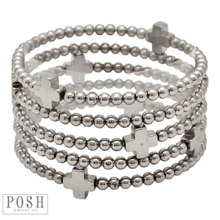 Beads and cross charm stack bracelet - Boutique Bella BellaBracelets