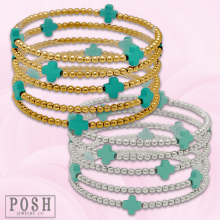Beads and cross charm stack bracelet - Boutique Bella BellaBracelets