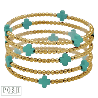 Beads and cross charm stack bracelet - Boutique Bella BellaBracelets
