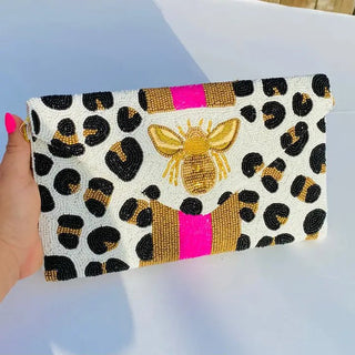 Bee Envelope Leopard Crossbody Clutch - Boutique Bella BellaCrossbody