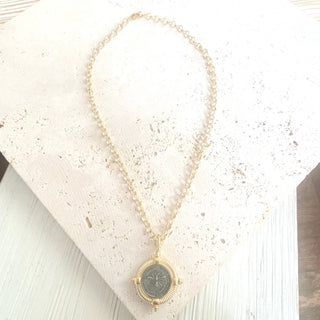 Bee necklace coin jewelry French matte gold boutique - Boutique Bella BellaNeckalce