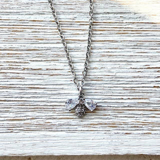 Bee necklace dainty jewelry crystal silver necklace - Boutique Bella BellaNecklace