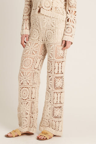 Beige Knitted Crochet Pants - Boutique Bella BellaPants