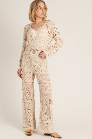 Beige Knitted Crochet Pants - Boutique Bella BellaPants