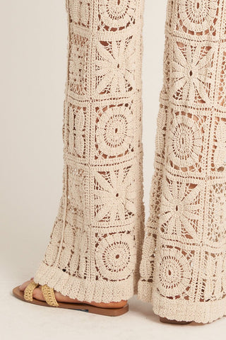 Beige Knitted Crochet Pants - Boutique Bella BellaPants