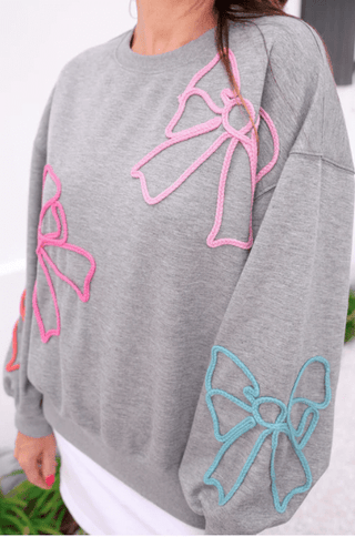 Belle Braided Bow Sweatshirt - Boutique Bella BellaSweatshirt