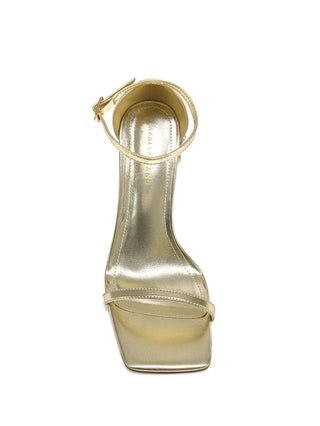 BERNELLE-GOLD RHINESTONE BLOCK HEELED SANDAL - Boutique Bella BellaHeels