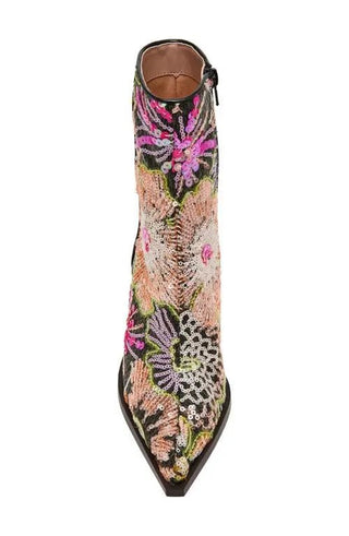 Betsey Johnson Rudy Sequin Floral Booties - Boutique Bella BellaShoes