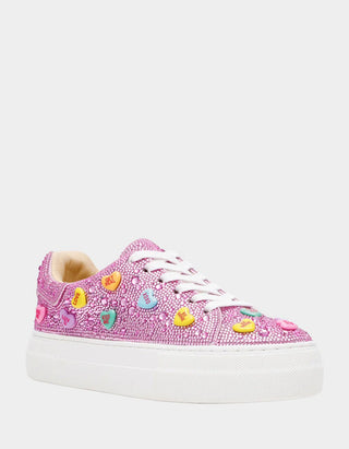Betsey Johnson Sidny Pink Multi Hearts Sneakers - Boutique Bella BellaSneakers
