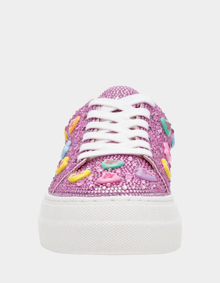 Betsey Johnson Sidny Pink Multi Hearts Sneakers - Boutique Bella BellaSneakers
