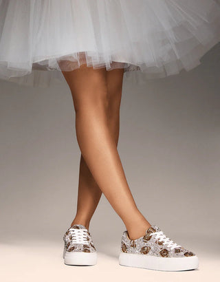 Betsey Johnson Sidny Silver Football Sneakers - Boutique Bella BellaSneakers