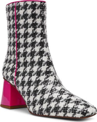 Betsey Johnson Stevie Houndstooth Booties - Boutique Bella Bellabooties