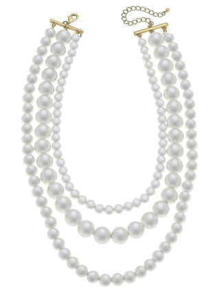 Betty 3Row Classic Pearl Necklace - Boutique Bella BellaBeaded Necklace