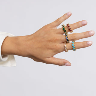 Bezel Heart Ring Emerald - Boutique Bella BellaRing