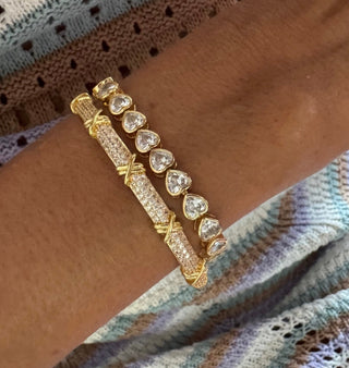 Bezel Heart Tennis Bracelet - Boutique Bella BellaBracelets