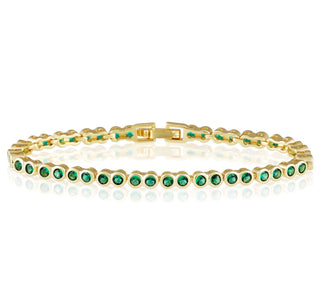 Bezel Tennis Bracelet- Emerald - Boutique Bella BellaBracelet