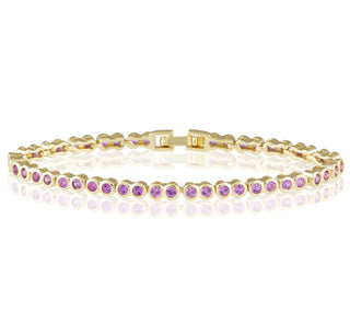 Bezel Tennis Bracelet- Pink - Boutique Bella BellaBracelet