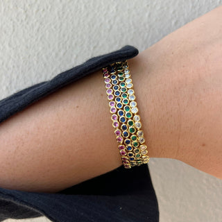 Bezel Tennis Bracelet- Pink - Boutique Bella BellaBracelet