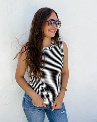 BIANCA BASIC STRIPE RIBBED TANK - Boutique Bella BellaTank Top