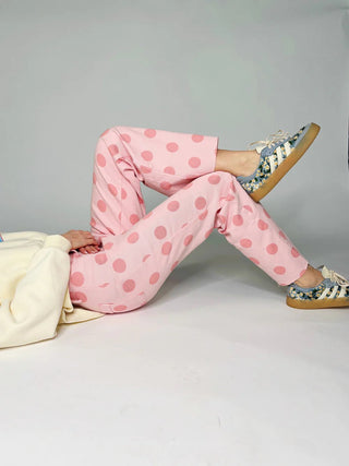 Big Polka Dot Stretchy Blush Denim - Boutique Bella BellaPANTS