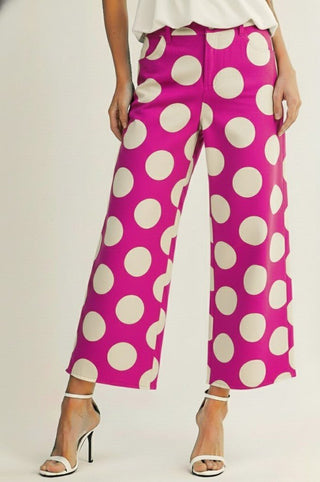 Big Polka Dots Pants in Fuschia - Boutique Bella BellaPants