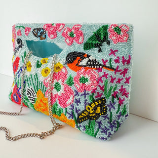 Birds of Garden Turquoise Basket Crossbody Bag - Boutique Bella BellaBAGS