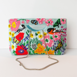 Birds of Garden Turquoise Basket Crossbody Bag - Boutique Bella BellaBAGS