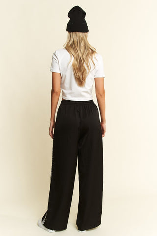Black and White Checkered Satin Sweatpants - Boutique Bella Bellasweatpants
